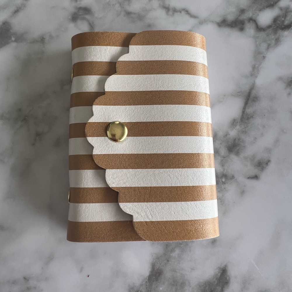 Striped Tan and White Card Holder
